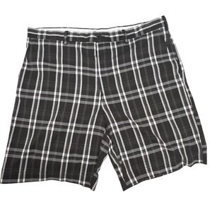BCG Mens Plaid‎ Performance Golf Shorts Black White Grey Size 42 Stretch Active